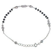 925 Sterling Silver Adjustable Black Beads Mangalsutra Bracelet for Women - Taraash
