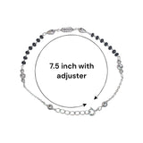 925 Sterling Silver Adjustable Black Beads Mangalsutra Bracelet for Women - Taraash