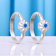 925 Sterling Silver Adjustable Floral Cz Toe Ring For Women - Taraash