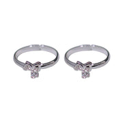 925 Sterling Silver Adjustable Silver Heart CZ Toe Ring for Women - Taraash
