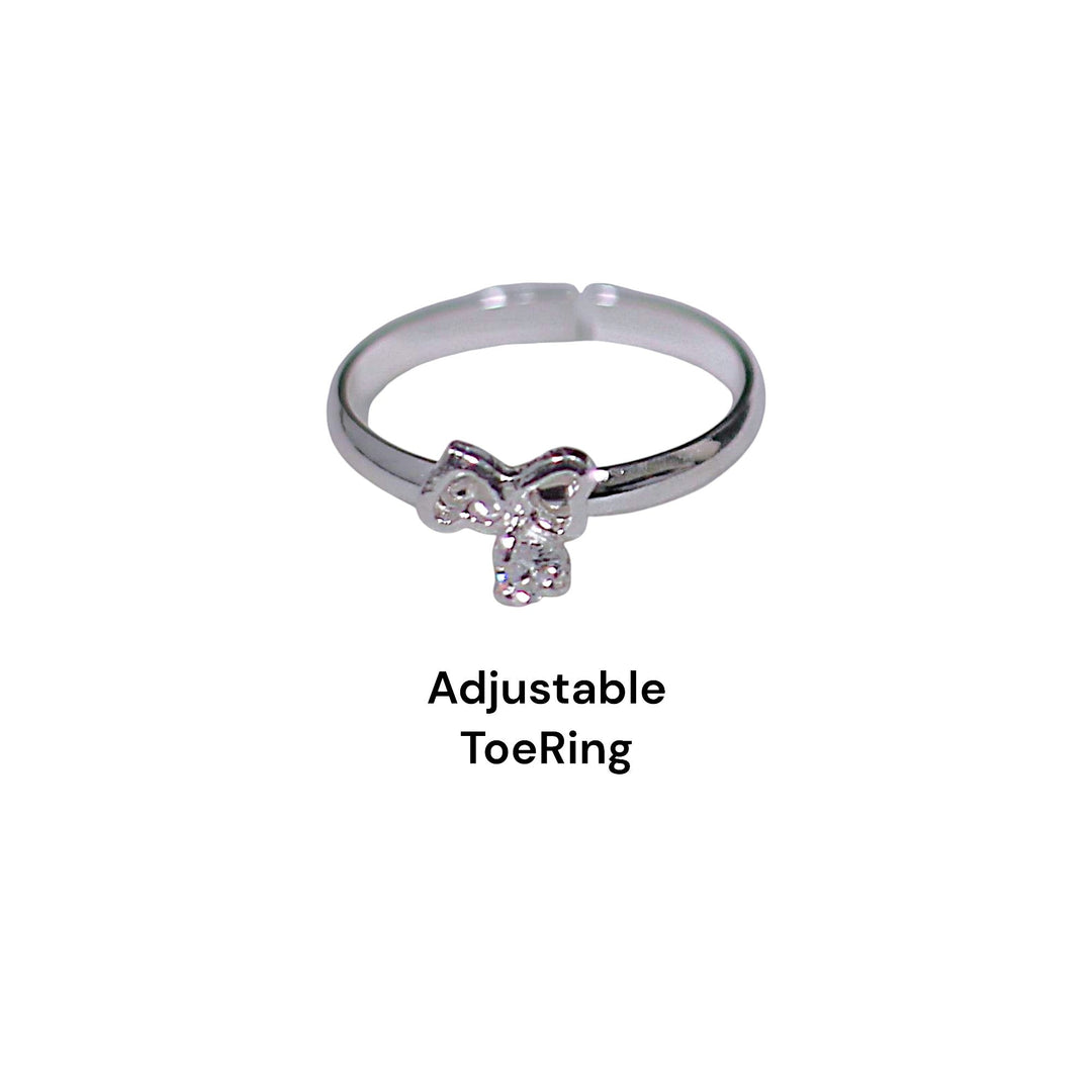 925 Sterling Silver Adjustable Silver Heart CZ Toe Ring for Women - Taraash