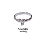 925 Sterling Silver Adjustable Silver Heart CZ Toe Ring for Women - Taraash