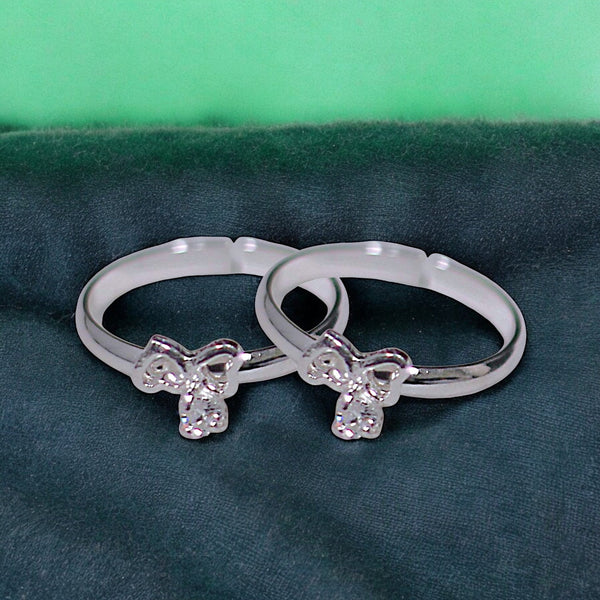 925 Sterling Silver Adjustable Silver Heart CZ Toe Ring for Women - Taraash