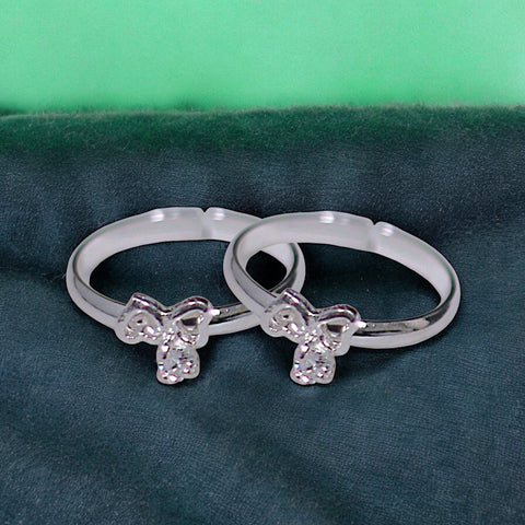 925 Sterling Silver Adjustable Silver Heart CZ Toe Ring for Women - Taraash