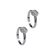 925 Sterling Silver Adjustable with Multi - Color CZ Floral Pattern Toe Ring for Women - Taraash