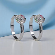 925 Sterling Silver Adjustable with Multi - Color CZ Floral Pattern Toe Ring for Women - Taraash