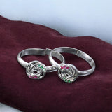 925 Sterling Silver Adjustable with Multi - Color CZ Floral Pattern Toe Ring for Women - Taraash