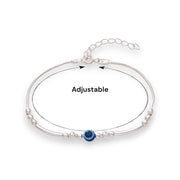 925 Sterling Silver Adjustbel Evil Eye Beaded Bracelet - Taraash