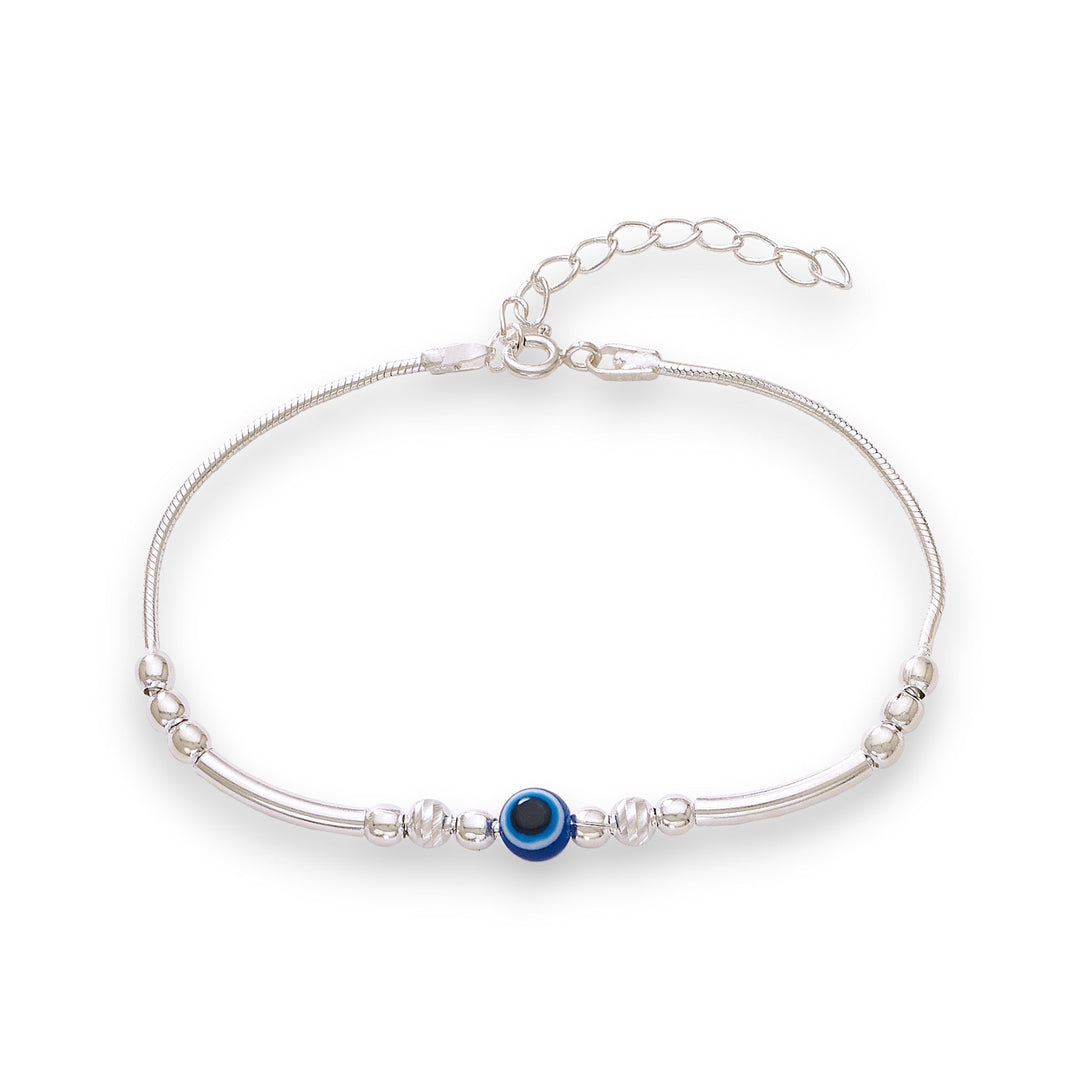 925 Sterling Silver Adjustbel Evil Eye Beaded Bracelet - Taraash