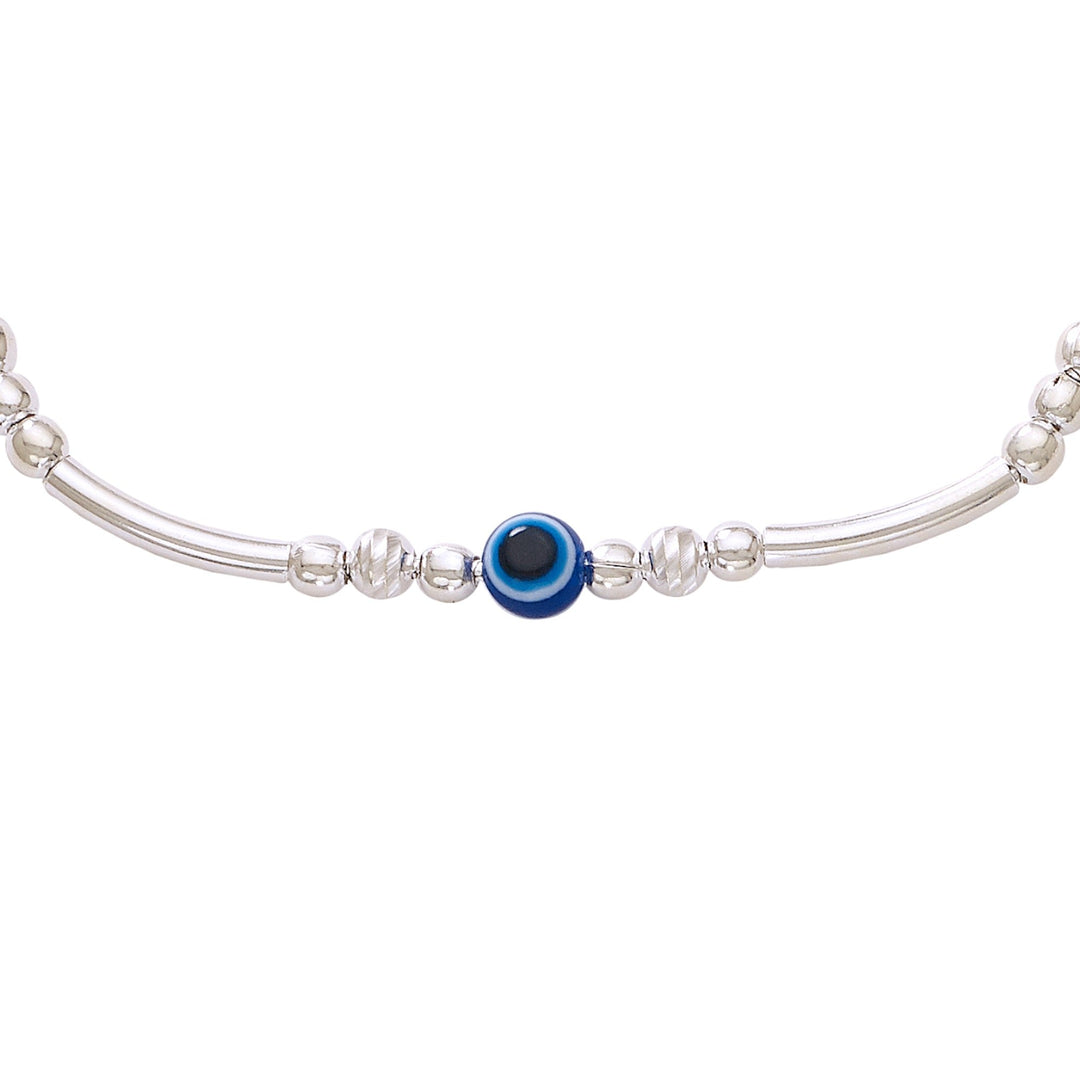925 Sterling Silver Adjustbel Evil Eye Beaded Bracelet - Taraash