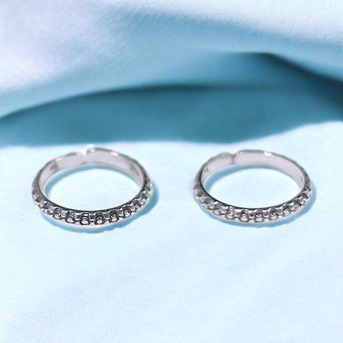 925 Sterling Silver Antique Finish Adjustable Band Toe Ring for Women - Taraash
