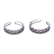 925 Sterling Silver Antique Finish Adjustable Band Toe Ring for Women - Taraash