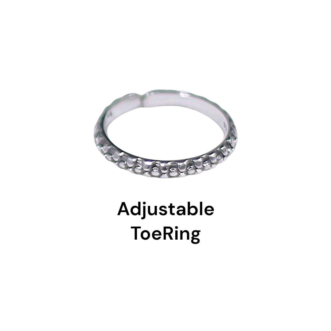 925 Sterling Silver Antique Finish Adjustable Band Toe Ring for Women - Taraash