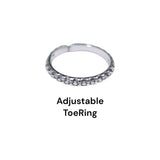 925 Sterling Silver Antique Finish Adjustable Band Toe Ring for Women - Taraash