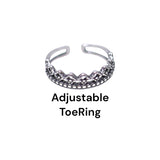 925 Sterling Silver Antique Finish Adjustable Band Toe Ring for Women - Taraash