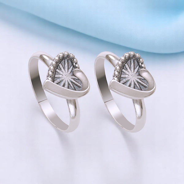 925 Sterling Silver Antique Finish Heart Adjustable Toe Ring for Women - Taraash