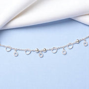 925 Sterling Silver Beaded Anklet with Circle Charms Single Anklet for Women - Taraash
