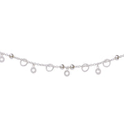 925 Sterling Silver Beaded Anklet with Circle Charms Single Anklet for Women - Taraash