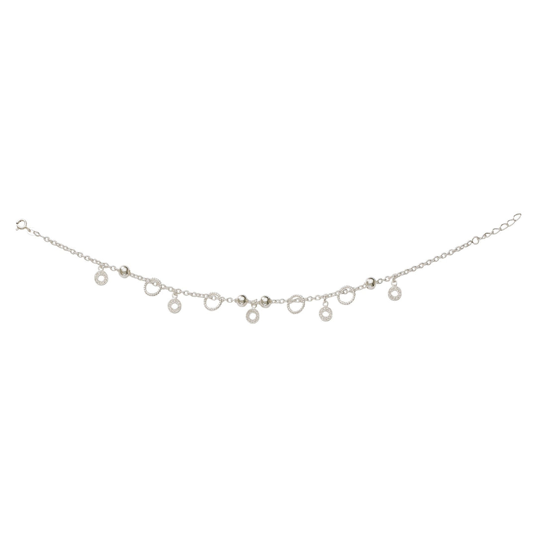 925 Sterling Silver Beaded Anklet with Circle Charms Single Anklet for Women - Taraash