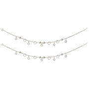 925 Sterling Silver Beaded Anklet with Openwork Circle Charms Gift for Women - Taraash