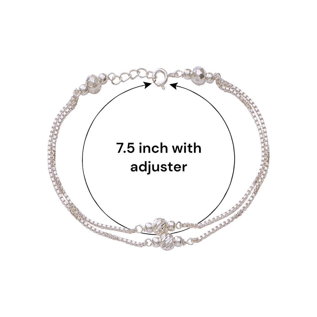 925 Sterling Silver Beaded Chain Bracelet for Women - Taraash