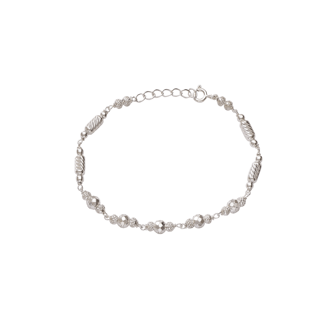 925 Sterling Silver Beaded Diamond Cut Bracelet for Women - Taraash