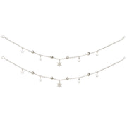 925 Sterling Silver Beaded Flower Charm Anklet Gift for Women - Taraash