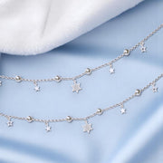 925 Sterling Silver Beaded Flower Charm Anklet Gift for Women - Taraash