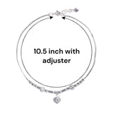 925 Sterling Silver Beaded Heart Charm Chain Anklet For Women - Taraash