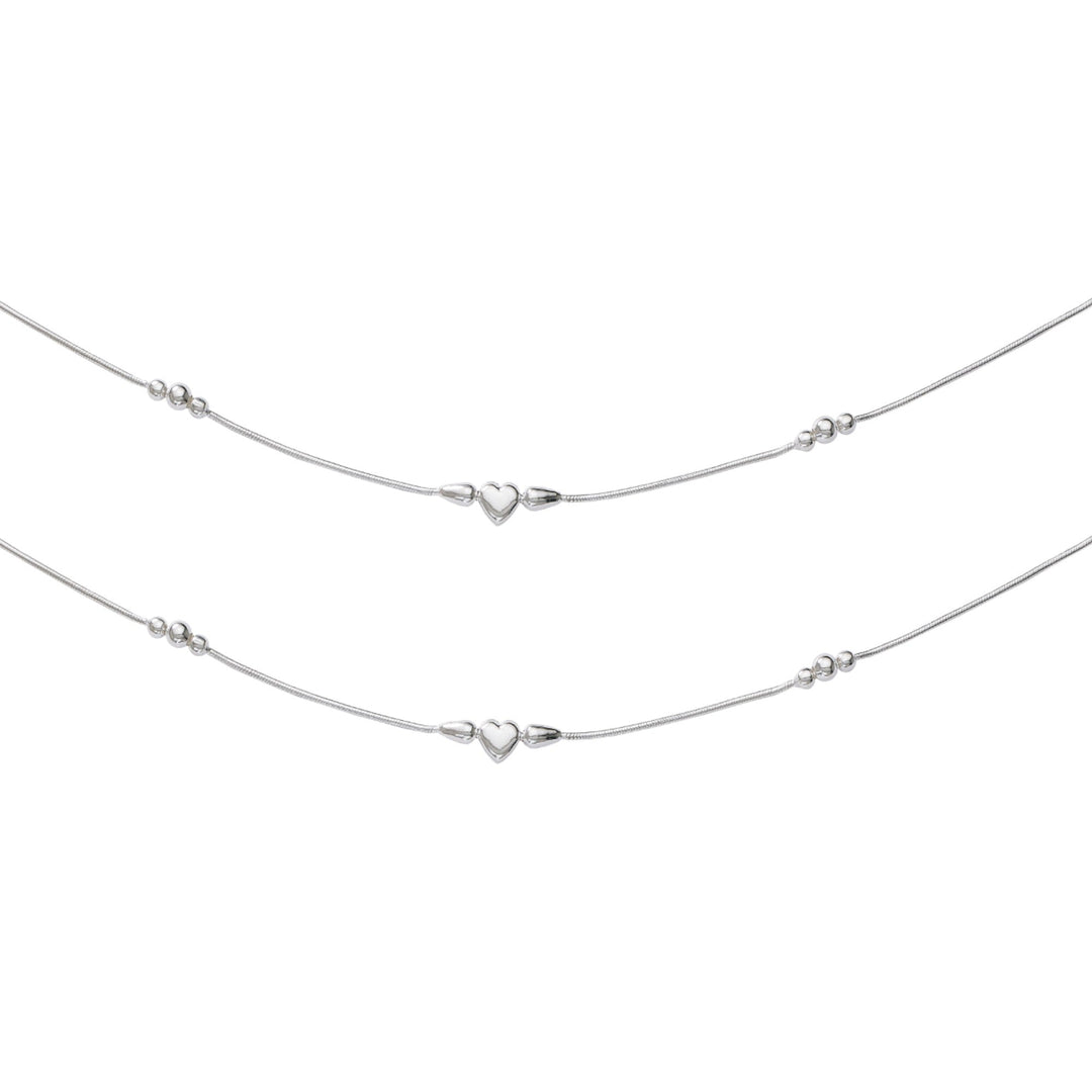 925 Sterling Silver Beaded Heart Charm Chain Anklets for Women - Taraash