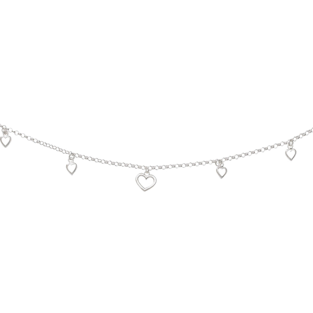 925 Sterling Silver Beaded Love with Heart Charm Single Anklet For Women - Taraash
