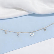 925 Sterling Silver Beaded Love with Heart Charm Single Anklet For Women - Taraash