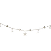 925 Sterling Silver Beaded with Star Charms Single Anklet For Women - Taraash