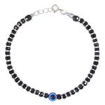 Load image into Gallery viewer, 925 Sterling Silver Black Beaded Evil Eye Bracelet for Women - Taraash
