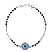 925 Sterling Silver Black Beaded Evil Eye Bracelet Mangalsutra For Woman (Test) - Taraash