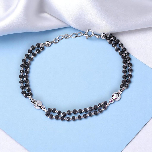 925 Sterling Silver Black Beaded Mangalsutra Bracelet for Women - Taraash