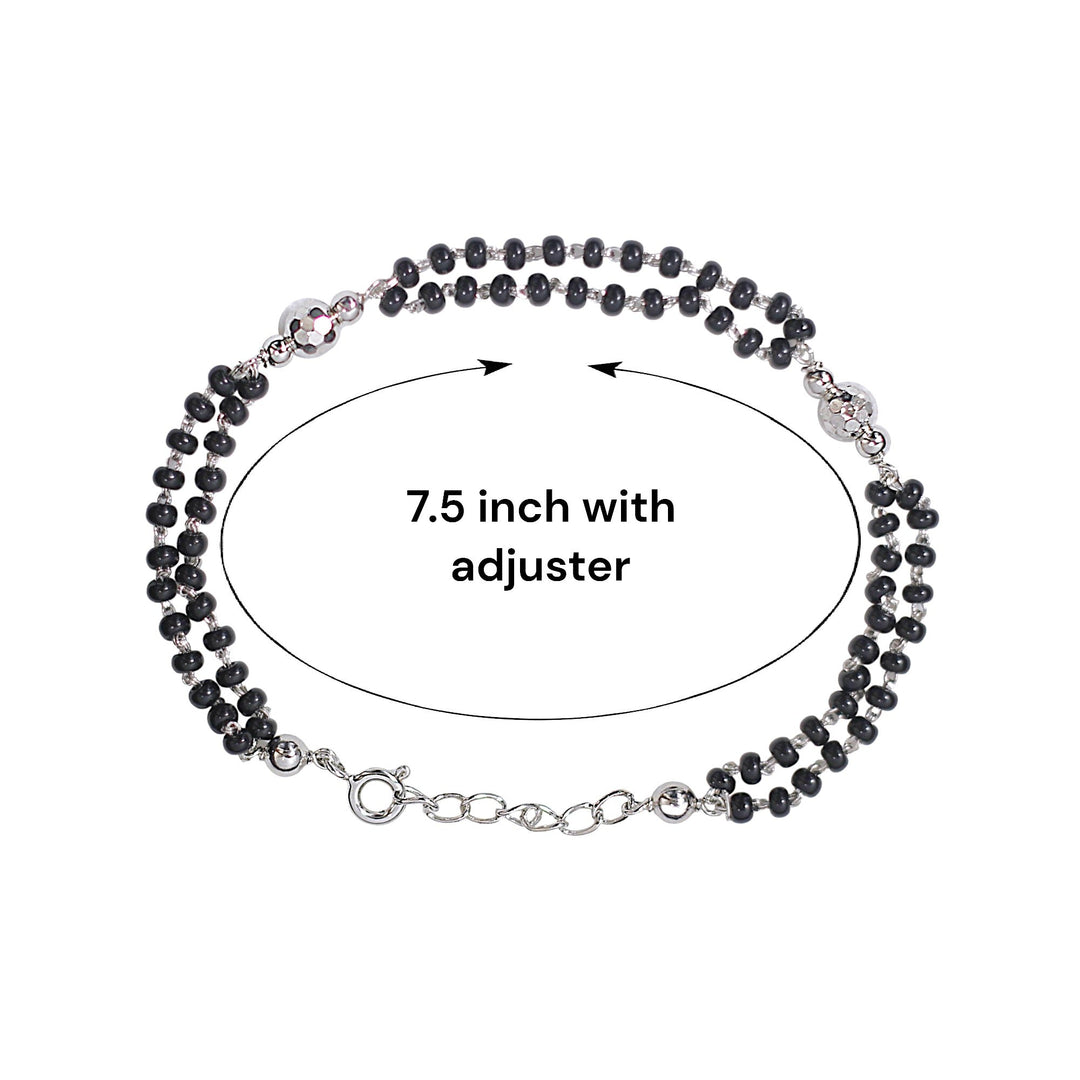 925 Sterling Silver Black Beaded Mangalsutra Bracelet for Women - Taraash