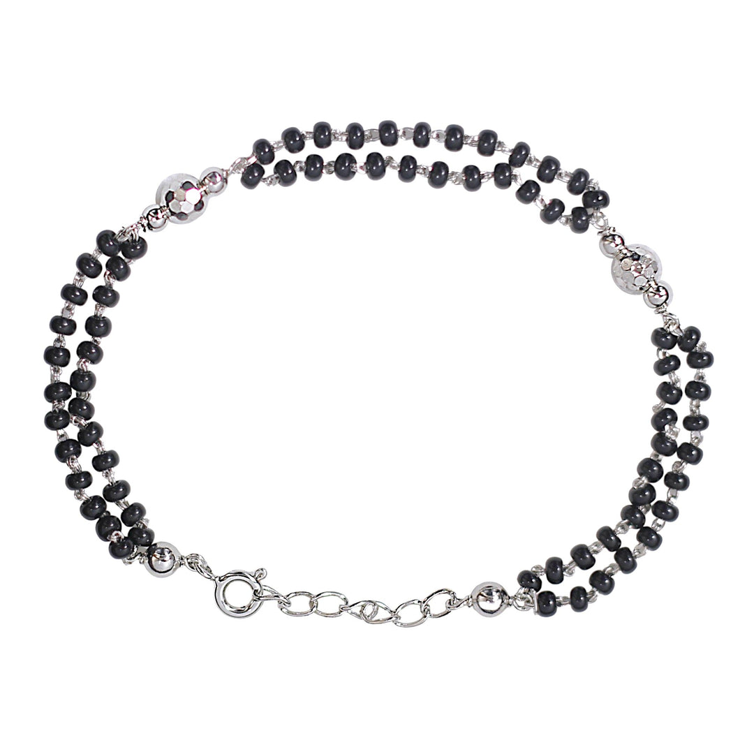925 Sterling Silver Black Beaded Mangalsutra Bracelet for Women - Taraash