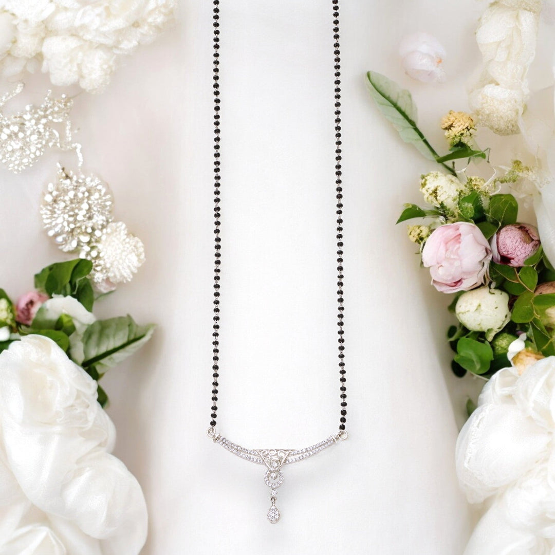 925 Sterling Silver Black Beaded Mangalsutra for Women - Taraash