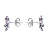 Load image into Gallery viewer, 925 Sterling Silver Black Enamel Floral CZ Earrings for Women - Taraash

