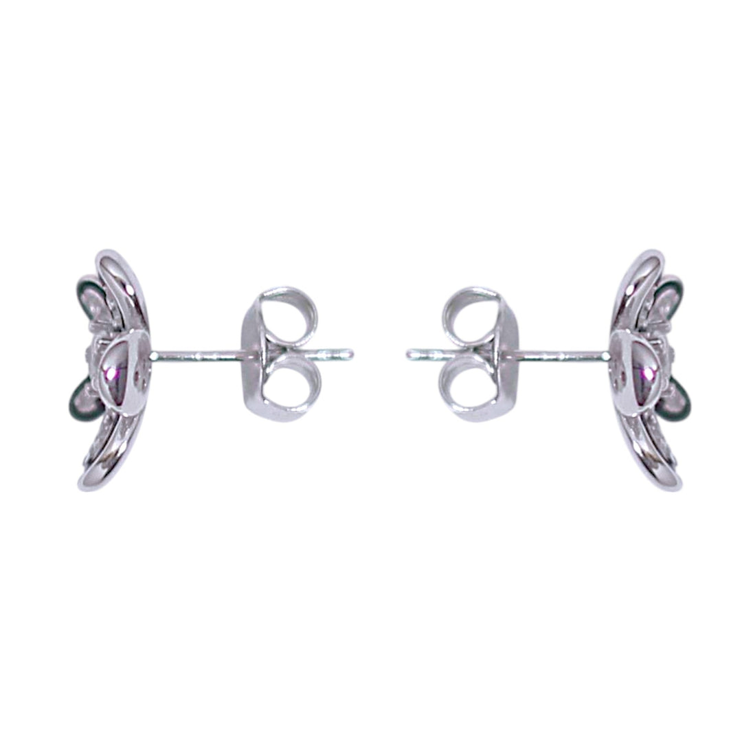 925 Sterling Silver Black Enamel Floral CZ Earrings for Women - Taraash