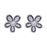 Load image into Gallery viewer, 925 Sterling Silver Black Enamel Floral CZ Earrings for Women - Taraash
