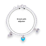 Load image into Gallery viewer, 925 Sterling Silver Blue Enamel Heart with Small Bead Anklet for Kids - Taraash
