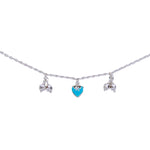 Load image into Gallery viewer, 925 Sterling Silver Blue Enamel Heart with Small Bead Anklet for Kids - Taraash
