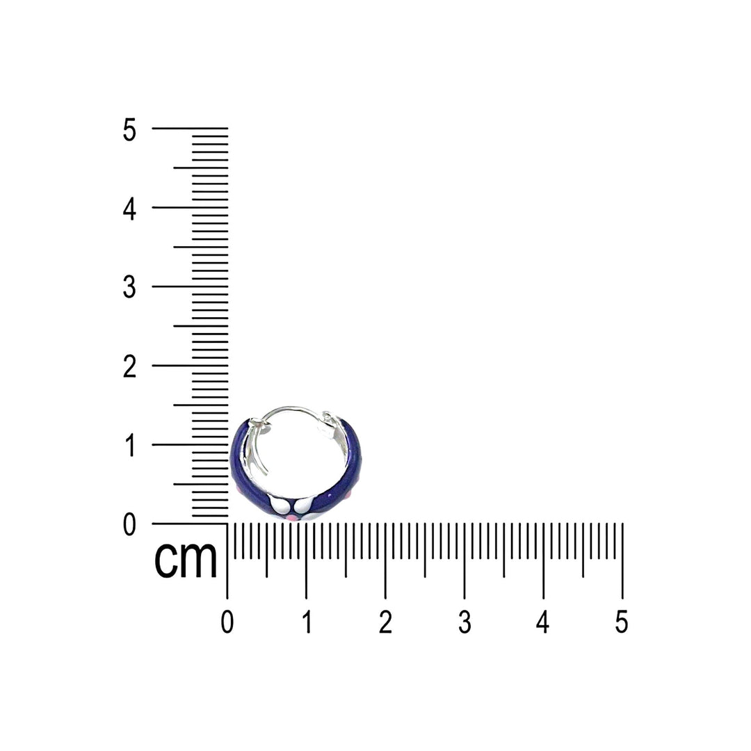 925 Sterling Silver Blue Enamel White Floral Hoop Earring For Women/ Girls - Taraash