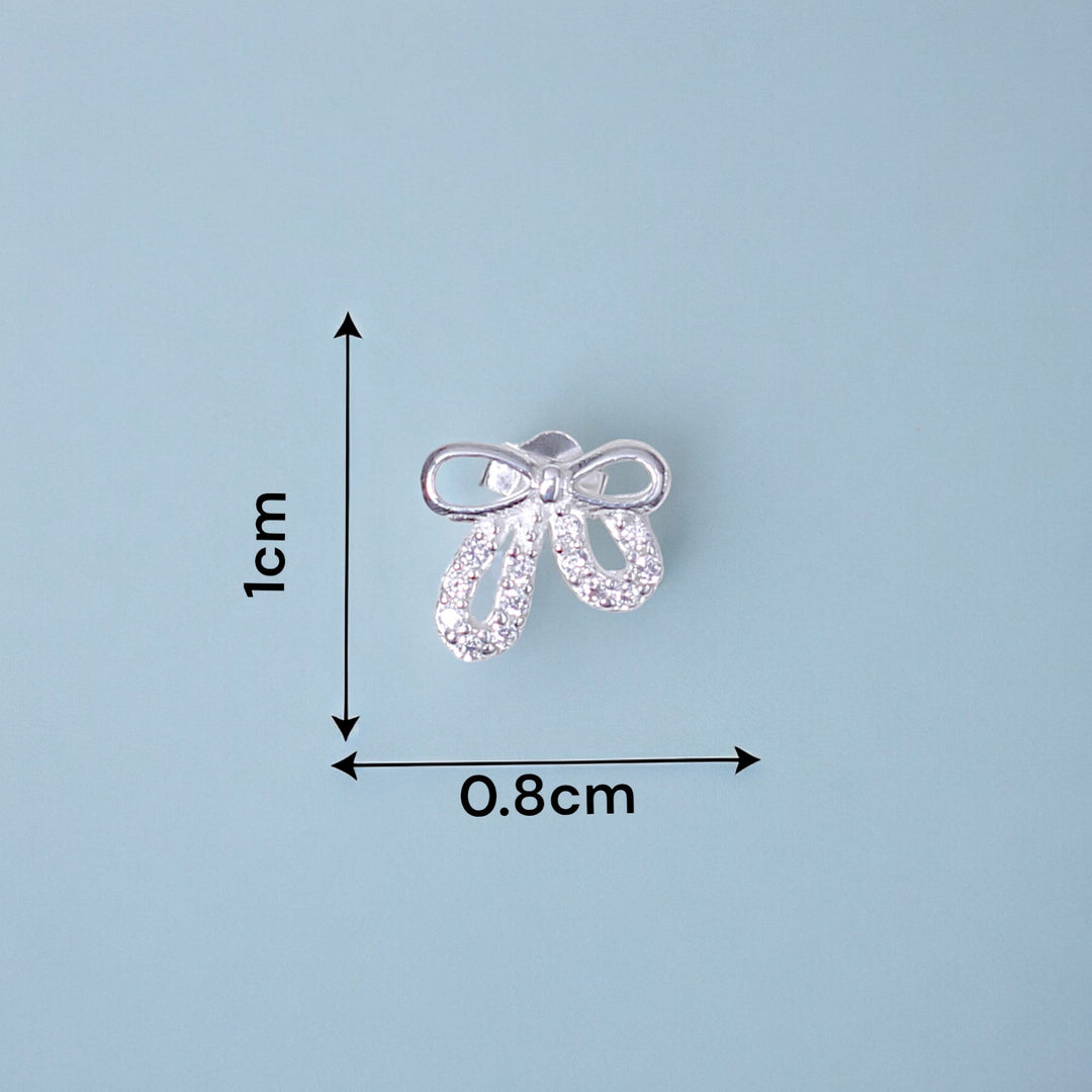 925 Sterling Silver Bow - Shaped CZ Stud Earrings for Women - Taraash