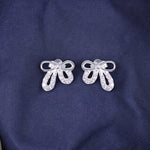 Load image into Gallery viewer, 925 Sterling Silver Bow - Shaped CZ Stud Earrings for Women - Taraash
