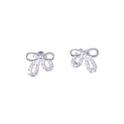 925 Sterling Silver Bow - Shaped CZ Stud Earrings for Women - Taraash