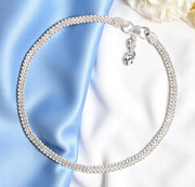 925 Sterling Silver Box Chain Traditional Single Anklet for Women - Taraash