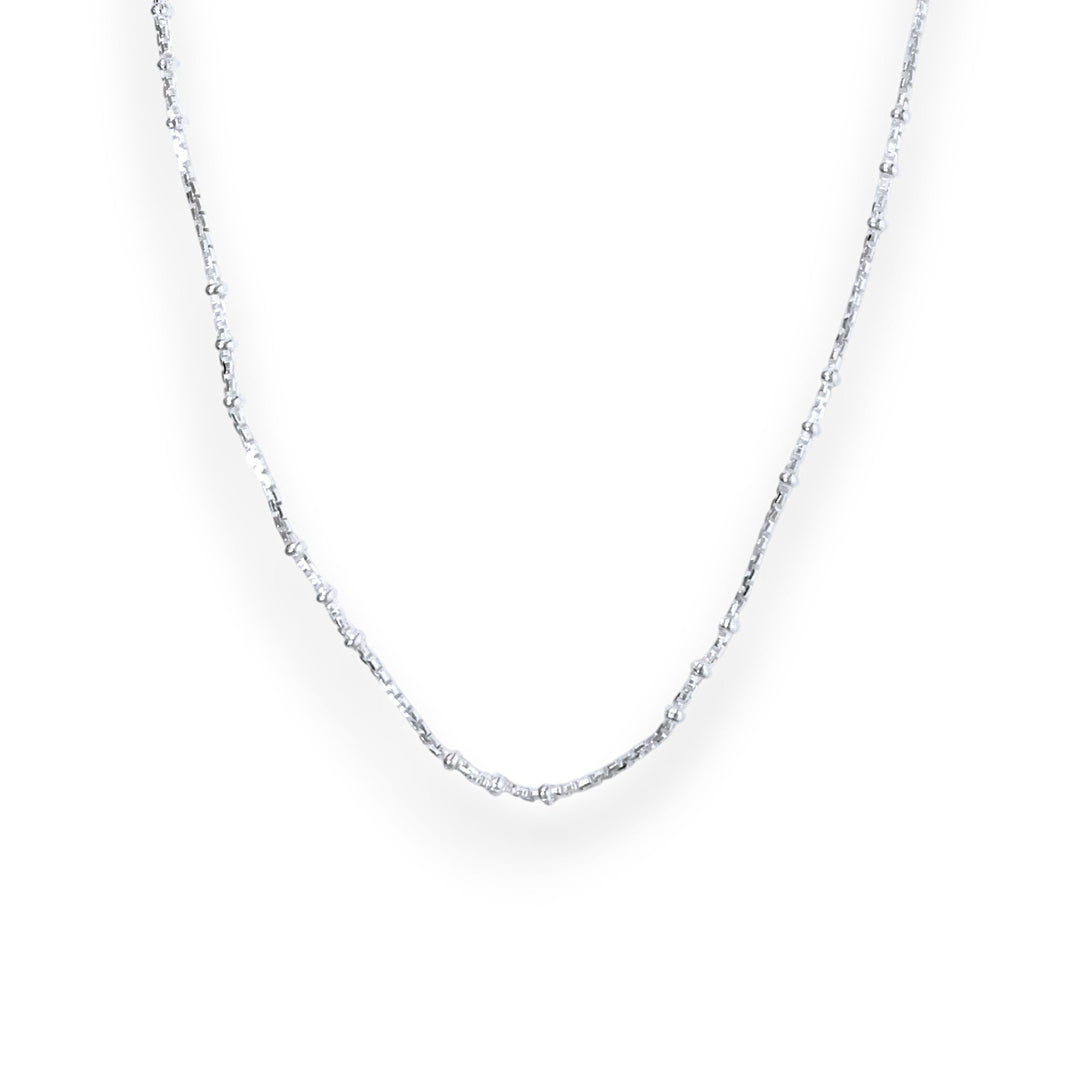 925 Sterling Silver Box Chain with Beaded for Women - Taraash